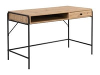 Bureau avec 1 tiroir et 1 niche - MDF et métal - Coloris : Naturel et noir - LAROFI