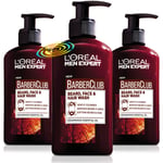 3x Loreal Men Expert Barber Club Beard Face & Hair Wash 200ml