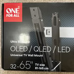 One For All Ultra Slim TV Wall Bracket Mount Screen size 32-65 Inch(New & Sealed