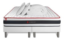 Pack sommier tapissier matelas  Ressorts ensachés et mémoire de forme avec couette et orei