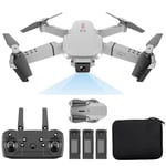 E88 Pro Drönare med kamera för vuxna och barn, 4k HD WIFI FPV Drönare, Fällbar RC Quadcopter för nybörjare, leksaker gåvor med 3 batterier