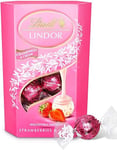 Lindt Lindor Jordgubbar & gräddtryffel - Vit chokladtryffel med jordgubbar och gräddfyllning 200 gram