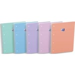 Oxford Cahier carte spirale Smart, format A4+, 160 pages, 4 trous, 5x5, coloris pastel assortis