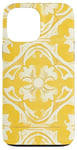 Coque pour iPhone 13 Pro Max Carrelage floral jaune avec détails ornementaux