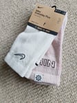 2 Pairs NIKE Ecru / Pink Everyday Plus CUSHION CREW SOCKS LARGE 8-11 42-46 nike5