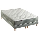 Ensemble matelas 792 Ressorts 7 zones Face hiver/été 160x200 cm + 2 sommiers 80x200 cm vert Céladon HYGGE  