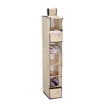 Relaxdays Étagère Suspendue, 7 Compartiments, Tissu, HxLxP : 106x16,5x31 cm, 2 tiroirs, Organiseur penderie, Beige