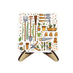 Gardening Cork Coasters & Stand Set - Garden Tools & Plants Gift Coasters