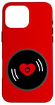 Coque pour iPhone 16 Pro Max disque vinyle vintage cœur album rouge valentines mignon rétro