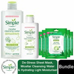 Simple Core Bundle of DestressMask 5pc, Micellar Water 200ml & Moisturiser 125ml