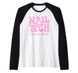 Cute I Love My Clients Cute Nail Tech Manicure Pedicure Raglan Baseball Tee