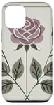 Coque pour iPhone 12/12 Pro Rose florale botanique, style minimaliste, roses d'amour