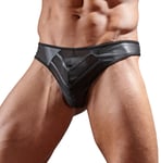 Svenjoyment Underwear String en G faux cuir avec inserts Powernet