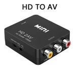 HD to AV Black USB Cable Convertisseur d'adaptateur composite compatible HD 1080P RCA AV vers HDMI, câble audio-vidéo AV2HD, adaptateur AV CVBS avec câble USB ""Nipseyteko