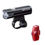 CatEye AMPP 400S / Viz 100 Bicycle Front & Rear Light Set - LED OptiCube Technology Front Light - IPX4 Waterproof Rated - FlexTight Easy Fit Bracket - USB C Rechargeable