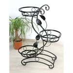 Escalier pour fleurs Métal Noir 87 cm Support pour fleurs avec 3 étagères KW019 Colonne pour plantes Colonne pour plantes Tabouret pour fleurs