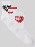 HUGO 3 Pack Valentine Logo Ankle Socks - White, White, Size 5.5-8, Women