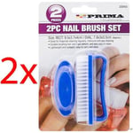 2 X 2PC NAIL BRUSH SET CLEANING SCRUBBING FINGER TOE BRISTLE MANICURE PEDICURE