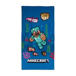 Character World Serviette Officielle Minecraft | Toucher Super Doux, Motif Jeu océanique | Parfait pour la Maison, Le Bain, la Plage et la Piscine | Taille Unique 140 cm x 70 cm