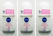 3 x NIVEA EXTRA WHITEN DEODORANT ROLL ON PLUCKING TIGHTENS PORES 48 HR 25 ml