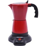 Gojoy - Machine à expresso électrique, cafetière, cafetière, camping, moka, 6 tasses de café (300 ml) fait un véritable café italien (rouge)