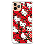 Personalaizer Coque pour iPhone 11 Pro Max - Hello Kitty Lazos Rojos y Topos