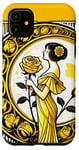 Coque pour iPhone 11 Rose jaune Pinup Girl Illustration Roses Jardin Art