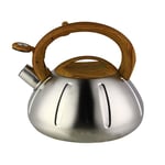 Stovetop Whistling Kettle, 304 Stainless Steel, Pumpkin Design, High Capacity Fast Heating, Composite Ring Bottom, Universal for All Hob/Stove, Gas, Induction Kitchen Gift (3L)