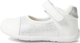 Geox Bébé Fille B Kaytan Chaussures First Walker, Blanc/Argent, 22 EU