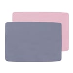 Travel Cot Fitted Sheets, 2 Pack Ultra Soft & Breathable Travel Cot Sheets 95x65cm, Fits for Joie & Maxi-Cosi Iris Travel Cot, Grey & Pink, Preshrunk