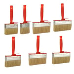 DAJAVE 7 Pack Fence Paint Brushes 5 Sizes Fence Brush Decking Paint Brush Red Shed Brush for Wood, Wall, Fence, Shed and Decking