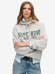 Superdry College Logo Boyfriend Hoody - Grey, Grey, Size 14, Women