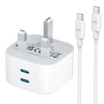 iPhone 16 Charger Cable and Plug,Apple iPhone 16 Fast Charger Plug and Cable 25W 9V/12V Super Fast Charge for i Phone 16/16 Plus/16 Pro/16 Pro/16 Plus,2M New Rapid USB C to C Charging Lead and Plug