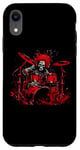 Coque pour iPhone XR Kit de batterie pour batteur de squelette Guy Rock and Roll