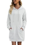 Migcaput Robe Sweat Femme Sweat Long à Capuche Hiver Sweat à Capuche Long Robe Pull avec Poche Robes Casual Robe Sweat