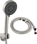 BS144NAF Pommeau de douche en nickel brossé avec 5 types de jet en plastique économe en eau avec tuyau et support.[T841]