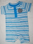 M&S Short Towelling Playsuit Blue & White Striped 3-6 Months BNWT