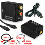 Digital Optical Coaxial Toslink To Analog RCA L/R Audio Adapter Converter + USB