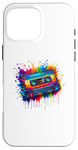 Coque pour iPhone 16 Pro Max Splash Art Lecteur de Cassette Musique Magnétophone