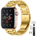 BolYel Compatible Avec les Bracelets Apple Watch 49/45/44/42 mm, Bracelet Remplacement de Acier Inoxydable de Qualité Supérieure pour Ultra 2/Ultra Séries 9/8/7/6/5/4/3/2/1/SE pour Homme et Femme Or