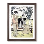 Viewing The Bush Clover By Torii Kiyonaga Asian Japanese Framed Wall Art Print, Ready to Hang Picture for Living Room Bedroom Home Office Décor, Walnut A3 (34 x 46 cm)