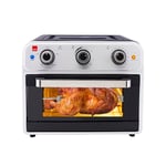 Sensio Home Mega 21L Capacity Air Fryer Oven, Family Size Healthy Cooking, 1800W Multifunctional, Rotisserie Bake Broil Toast Timer, Oil Free Cooking, Full Accessory Set, Stainless Steel Finish