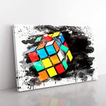 Big Box Art Rubik Cube V3 Canvas Wall Art Print Ready to Hang Picture, 76 x 50 cm (30 x 20 Inch), Multi-Coloured