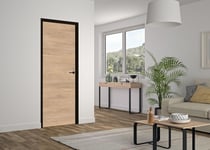 Bloc Porte Reversible chêne clair Rio Huisserie Noire H. 204 X 83 X 4 Cm