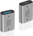 Adaptateur USB vers USB Type C 10Gbps, Adaptateur USB A Femelle vers USB C Femelle, USB Femelle vers USB C pour Synchronisation des Données et Recharge, pour iPhone, MacBook Pro,PC (2 Pack)