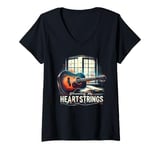 Womens Strumming My Heartstrings Guitar Music Lover Nostalgia Songs V-Neck T-Shirt