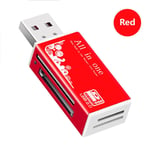 Lecteur de cartes mémoire USB 2.0 2 en 1,adaptateur haute vitesse pour Micro SD SDXC T-Flash TF - Type Red