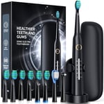 Sonic Electric Toothbrush for Adults with Travel Case, Power Electric Toothbrush with 8 Brush Heads, 40000 VPM Deep Clean 5 Modes, Rechargeable Toothbrushes Fast Charge 4 Hours Last 30 Days