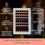 Wine Cooler Fridge Built-In Dual Zone Wine Chiller Glass Door Fridge 35 Bottles