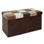 Banc Coffre Pliable Patchwork "Loic" 76cm Marron